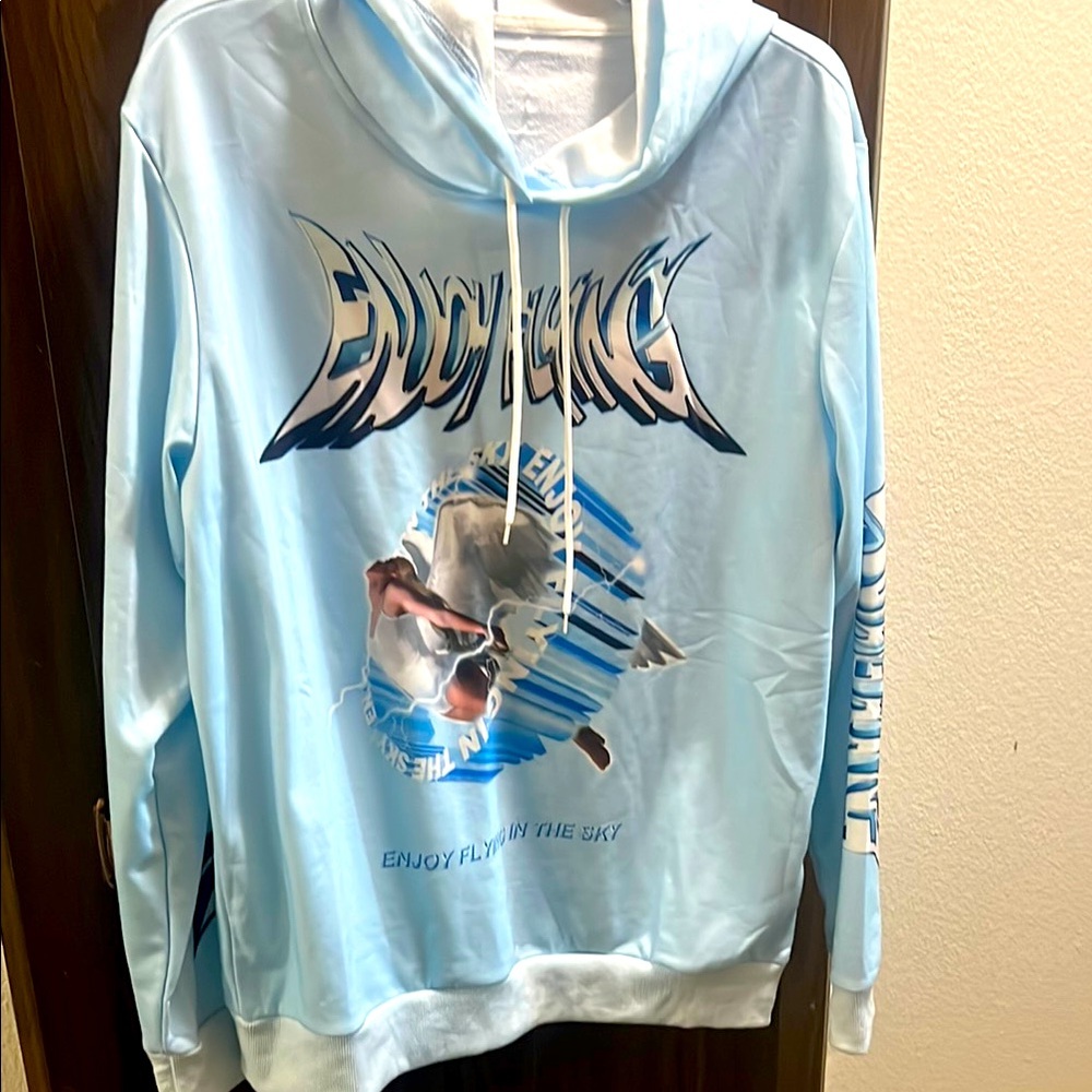 2 Sweater!- SHEIN Sky Blue & Pink  Casual Hoodie